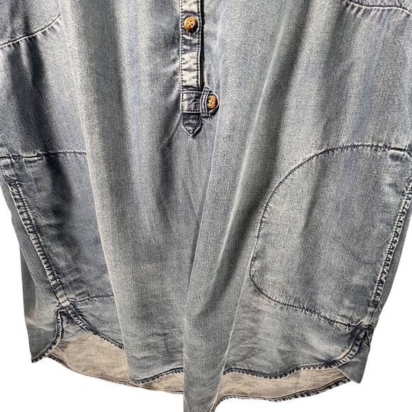 J Jill Womens Denim Tunic Top PM Chambray Long Sleeve Casual Shirt Pockets - Picture 9 of 15